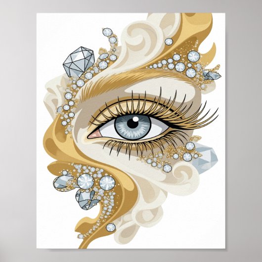 Scherp Zilver ABSTRACTE KUNST Modern Design v2 Poster (Voorkant)