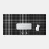 Scherp zwart-wit plaid monogram bureaumat (Keyboard & Muis)