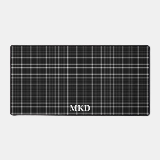 Scherp zwart-wit plaid monogram bureaumat (Voorkant)