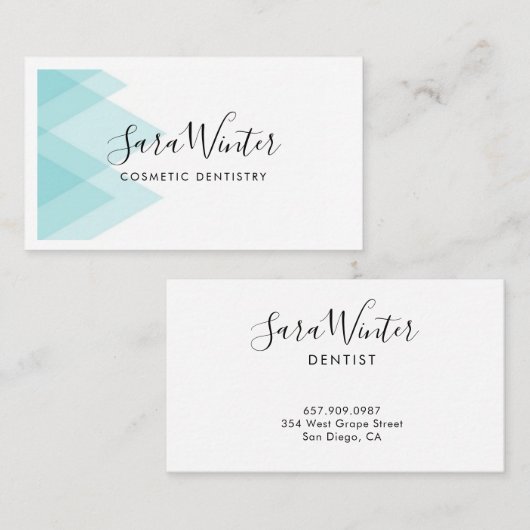 Scherpblauw geometrisch en script Visitekaartje (Voorkant / Achterkant)