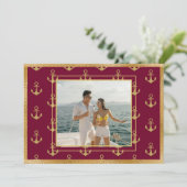 Scherpe anker kerstkaart met gouden ankers (Staand voorkant)