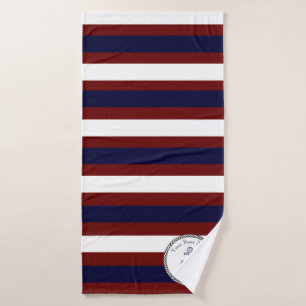 Scherpe anker marineblauw wit roest rood streep badhanddoek