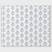 Scherpe Anker Monogram Wit Marine Cadeaupapier (Vlak)