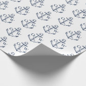 Scherpe Anker Monogram Wit Marine Cadeaupapier (Hoek)