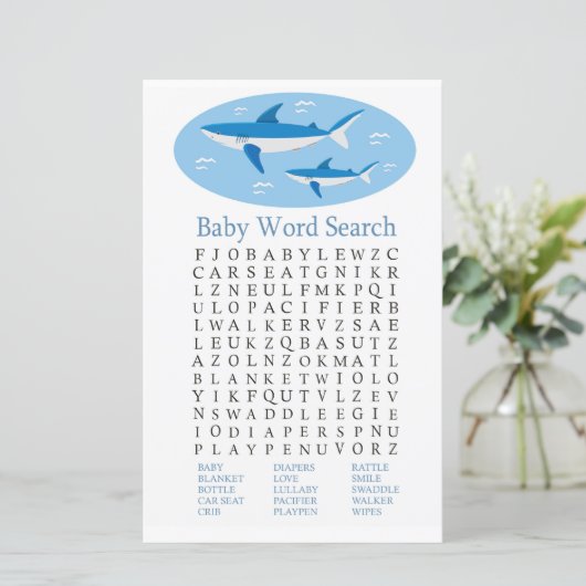Scherpe Baby shower Word Search Game (Staand voorkant)