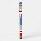Scherpe blauwe beige bruine donkerrode witte strep iPhone hoesje (Linkerkant)