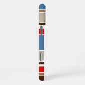 Scherpe blauwe beige bruine donkerrode witte strep iPhone hoesje (Rechterkant)