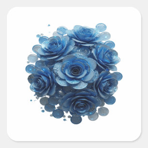 Scherpe Blauwe BLAUWE ROZEN Sticker Afdruk