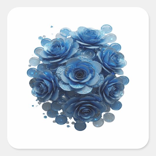 Scherpe Blauwe BLAUWE ROZEN Sticker Afdruk (Voorkant)