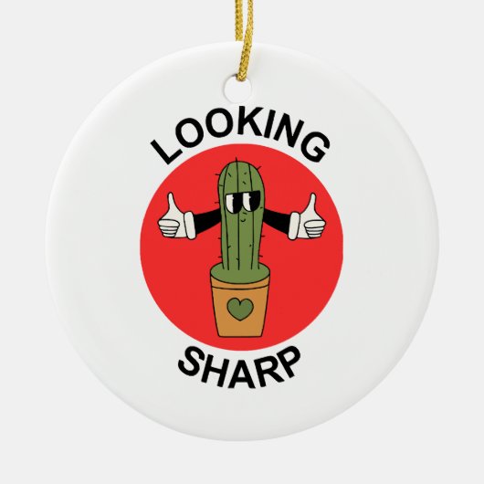 Scherpe Cactusgrap Keramisch Ornament (Voorkant)