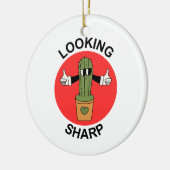 Scherpe Cactusgrap Keramisch Ornament (Links)