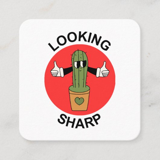 Scherpe Cactusgrap Vierkante Visitekaartje (Voorkant)