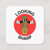 Scherpe Cactusgrap Vierkante Visitekaartje (Achterkant)