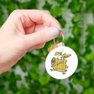 Scherpe Cartoon Varken Funny Tartan Boerderij Dier Sleutelhanger