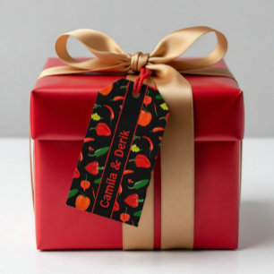 Scherpe Chilipeper Patroon Persoonlijk Feestje Cadeaulabel