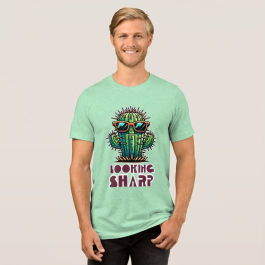 Scherpe Cool Cactus bekijken Tri-Blend Shirt (Voorkant volledig)