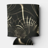 Scherpe curven op heldere kaki en donkere achtergr blikjeskoeler (Achterkant)