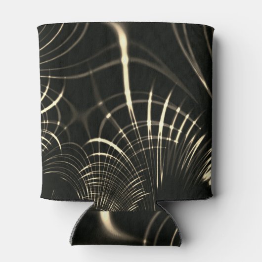 Scherpe curven op heldere kaki en donkere achtergr blikjeskoeler (Achterkant)