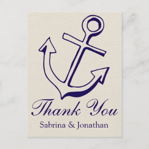 Scherpe Dank U Anker Marineblauw Tauw Bruiloft Briefkaart