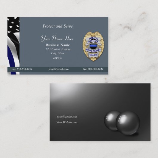 Scherpe en schone dunne blauwe lijn badge visitekaartje (Voorkant / Achterkant)