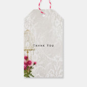 Scherpe Fantasie Bloemrijke Vogel Bruiloft Cadeaulabel (Achterkant)