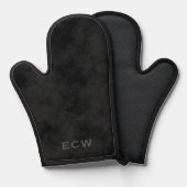 Scherpe faux gestempeld gevlekte zwarte pothouder ovenwant (Voorkant / Achterkant)