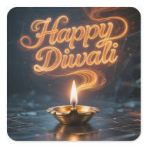 Scherpe Gelukkige Divali Diya Sticker Ontwerp