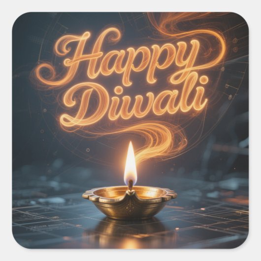 Scherpe Gelukkige Divali Diya Sticker Ontwerp (Voorkant)