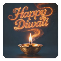 Scherpe Gelukkige Divali Diya Sticker Ontwerp