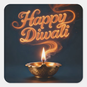 Scherpe Gelukkige Divali Diya Sticker Ontwerp