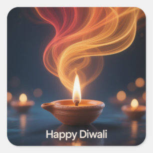 Scherpe Gelukkige Divali Diya Sticker Ontwerp