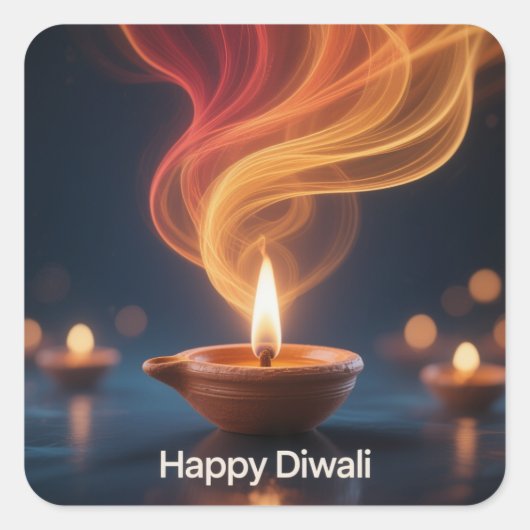 Scherpe Gelukkige Divali Diya Sticker Ontwerp (Voorkant)