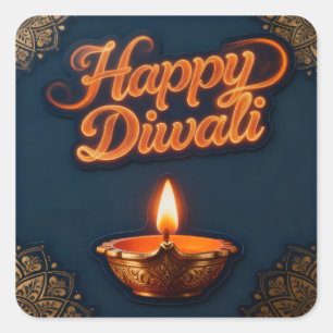 Scherpe Gelukkige Divali Diya Sticker Ontwerp