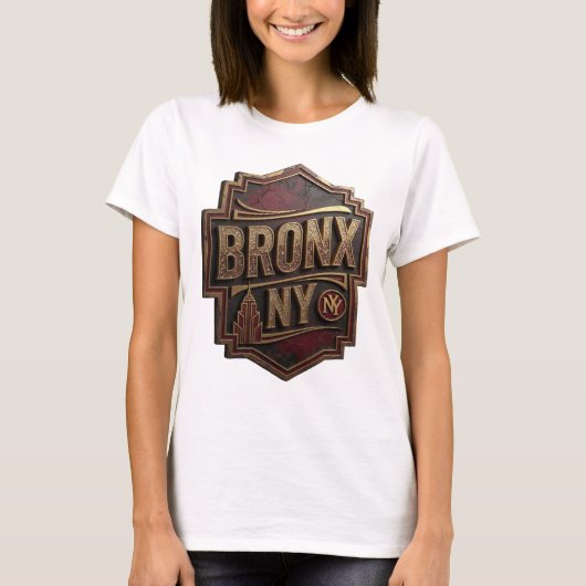 Scherpe Goud BRONX NY Slogan T-shirt (Voorkant)