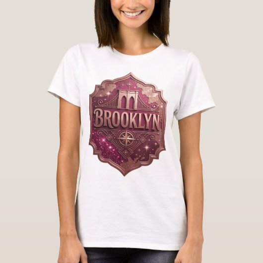 Scherpe Goud BROOKLYN Slogan T-shirt (Voorkant)