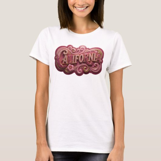 Scherpe goud CALIFORNIA Print T-shirt (Voorkant)