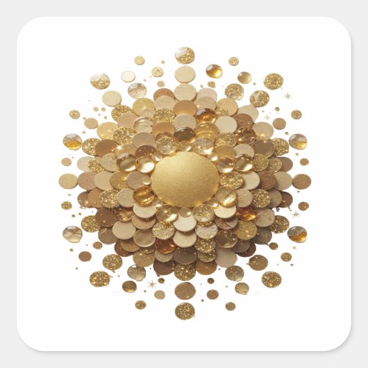 Scherpe Goud GOLDEN SPHERE Decal Ontwerp Vierkante Sticker (Voorkant)