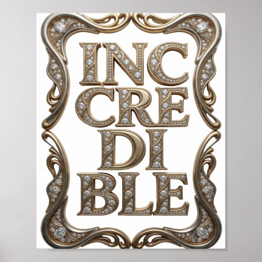 Scherpe Goud INCREDIBLE Tekst Ontwerp Poster (Voorkant)