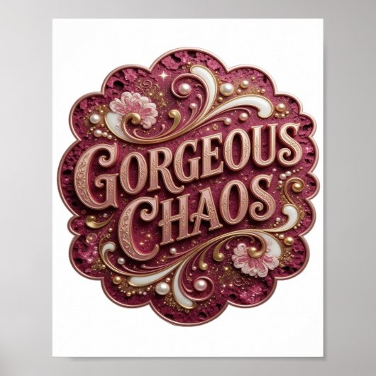 Scherpe Goud PRACHTIGE CHAOS 3D Tekstkunst Poster (Voorkant)