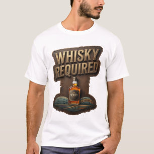 Scherpe Goud WHISKY VERPLICHT Artistiek Motief T-shirt