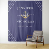 Scherpe Gouden Anker Trouwfeest Fotocabine Achterg Wandkleed (In situ)