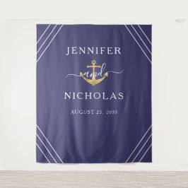 Scherpe Gouden Anker Trouwfeest Fotocabine Achterg Wandkleed