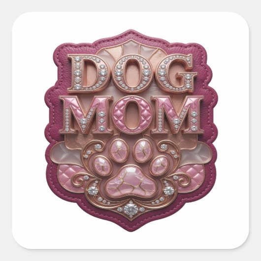 Scherpe Gouden DOG MOM Sticker Kunst (Voorkant)