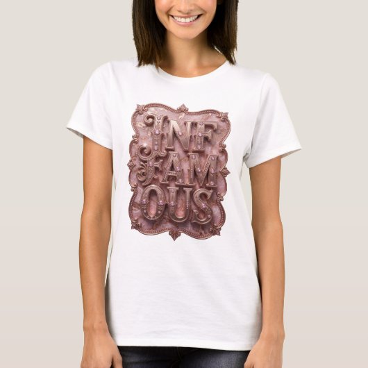 Scherpe Gouden INFAMOUS 3D-tekst kunst T-shirt (Voorkant)