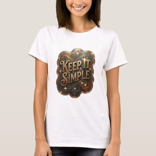 Scherpe Gouden KEEP IT SIMPLE Print T-shirt (Voorkant)
