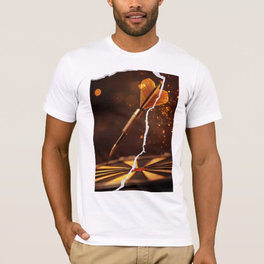 Scherpe gouden pijltjes en scheurende stijl t-shirt (Voorkant)