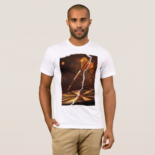 Scherpe gouden pijltjes en scheurende stijl t-shirt (Voorkant volledig)