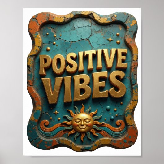 Scherpe Gouden POSITIEVE VIBES Poster (Voorkant)