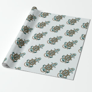 Scherpe groene anker varen marine thema cadeaupapier