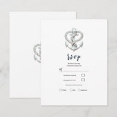 Scherpe Hart Touw Anker Kust Bruiloft RSVP Kaart (Voorkant / Achterkant)